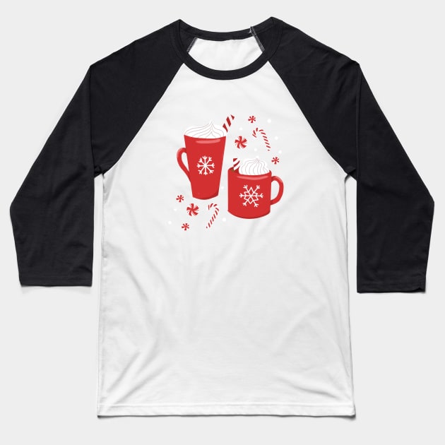 Peppermint Mocha Baseball T-Shirt by latheandquill